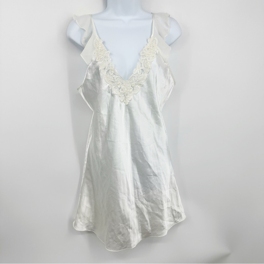 Vintage Y2K Cream Mini Dress Size Medium Coquette Whimsical Early 2000s